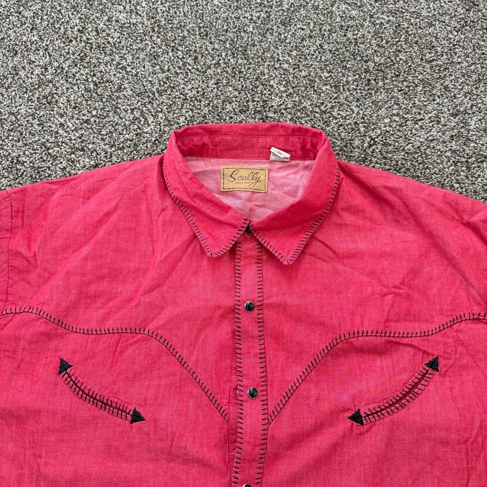 Scully Western Shirt Men's 3XL Red Black Piping Smile Pockets Pearl Snap Cowboy